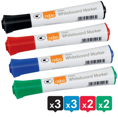 Marker pentru table si flipcharturi, varf rotund 3 mm, standard, 10 buc/cutie, diverse culori NOBO