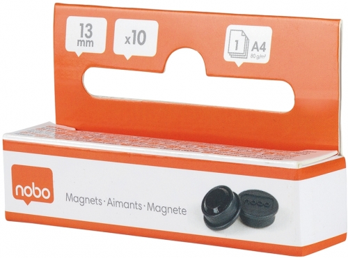 Magneti pentru table, diametru 13 mm, sustin 1 coala, 10 buc/set, negru NOBO