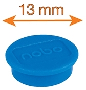 Magneti pentru table diametru 13 mm, sustin 1 coala, 10 buc/set, albastru NOBO