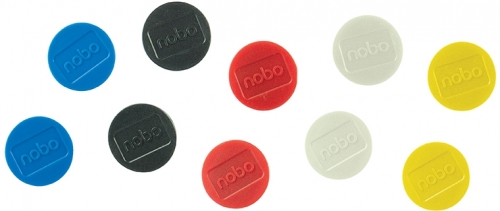 Magneti pentru table, diametru 32 mm, sustin 7 coli, 10 buc/set, diverse culori NOBO