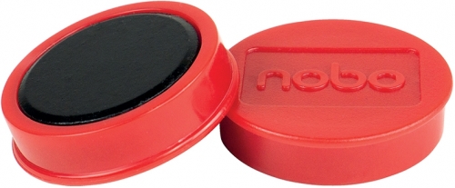 Magneti pentru table, diametru 38 mm, sustin 20 coli, 10 buc/set, rosu NOBO