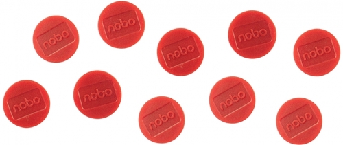 Magneti pentru table, diametru 38 mm, sustin 20 coli, 10 buc/set, rosu NOBO