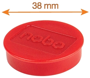 Magneti pentru table, diametru 38 mm, sustin 20 coli, 10 buc/set, rosu NOBO