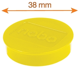 Magneti pentru table, diametru 38 mm, sustin 20 coli, 10 buc/set, galben NOBO