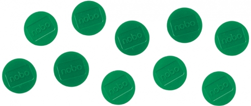 Magneti pentru table, diametru 38 mm, sustin 20 coli, 10 buc/set, verde NOBO