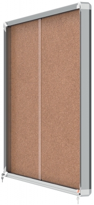 Avizier Premium Plus, interior, pluta, 15X A4, geam glisant si cheie, natur NOBO