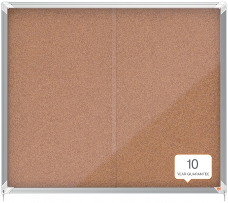 Avizier Premium Plus, interior, pluta, 15X A4, geam glisant si cheie, natur NOBO