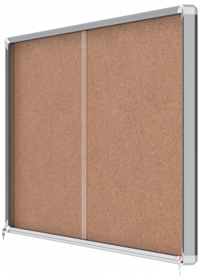 Avizier Premium Plus, interior, pluta, 27X A4, geam glisant si cheie, natur NOBO