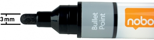 Marker pentru table si flipcharturi, cerneala lichida, varf rotund 3 mm, standard, 10 buc/cutie, negru NOBO