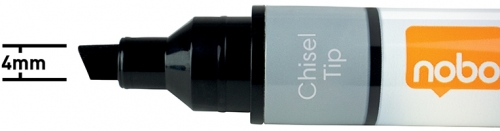 Marker pentru table si flipcharturi, cerneala lichida, varf tip dalta 5-12 mm, standard, 10 buc/cutie, negru NOBO