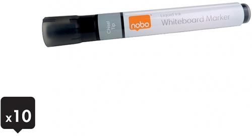 Marker pentru table si flipcharturi, cerneala lichida, varf tip dalta 5-12 mm, standard, 10 buc/cutie, negru NOBO