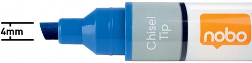 Marker pentru table si flipcharturi, cerneala lichida, varf tip dalta 5-12 mm, standard, 10 buc/cutie, albastru NOBO