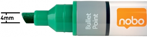 Marker pentru table si flipcharturi, cerneala lichida, varf tip dalta 5-12 mm, standard, 10 buc/cutie, verde NOBO