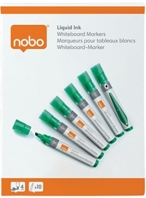 Marker pentru table si flipcharturi, cerneala lichida, varf tip dalta 5-12 mm, standard, 10 buc/cutie, verde NOBO