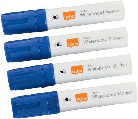 Marker pentru table si flipcharturi, varf tip dalta 5-12 mm, Jumbo, 4 buc/cutie, albastru NOBO