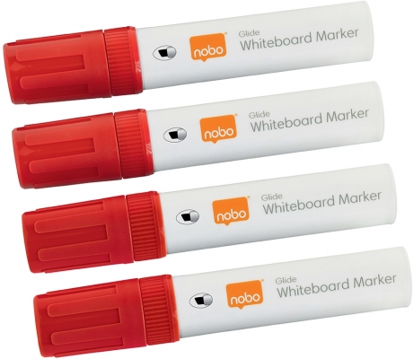 Marker pentru table si flipcharturi, varf tip dalta 5-12 mm, Jumbo, 4 buc/cutie, rosu NOBO