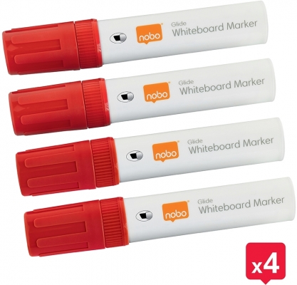 Marker pentru table si flipcharturi, varf tip dalta 5-12 mm, Jumbo, 4 buc/cutie, rosu NOBO