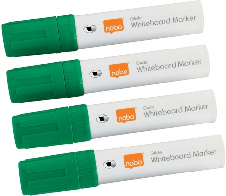 Marker pentru table si flipcharturi, varf tip dalta 5-12 mm, Jumbo, 4 buc/cutie, verde NOBO