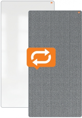 Tabla mobila Move & Meet, 180x90 cm, cu doua fete, material textil si magnetica, rama gri, alb-gri NOBO