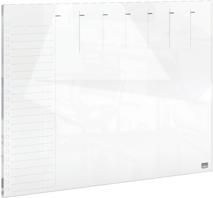 Organizator Impression Pro, saptamanal, sticla, pentru birou, 43x56 cm, marker inclus, alb NOBO