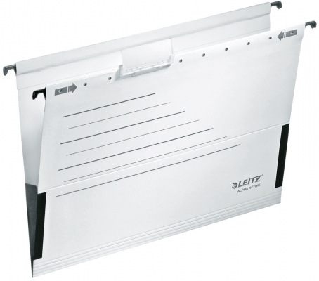 Dosar suspendabil Alpha Active, carton, partial reciclat, certificare Blue Angel, reciclabil, A4, cu burduf, 5 buc/set Leitz