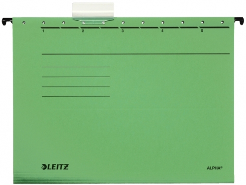 Dosar suspendabil  Alpha, carton, partial reciclat, certificare Blue Angel, reciclabil, A4, verde, Leitz