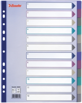 Separatoare din plastic A4 Maxi translucid 1-12 Esselte