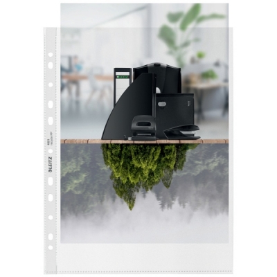 Folie de protectie Leitz Recycle, PP, 90% reciclat, reciclabil, A4 Maxi, 100 mic, 25 buc/ set, standard