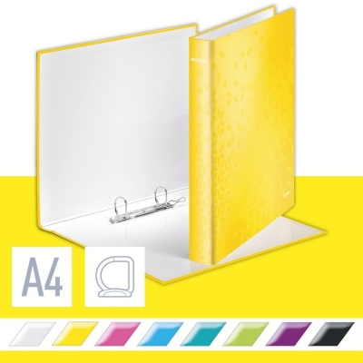 Caiet mecanic  WOW, carton laminat, partial reciclat, certificare FSC, A4, mecanism 2DR, inel 25 mm, Leitz