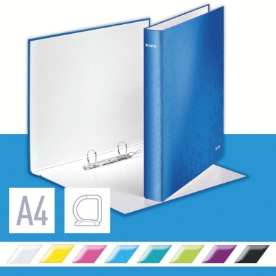 Caiet mecanic  WOW, carton laminat, partial reciclat, certificare FSC, A4, mecanism 2DR, inel 25 mm, Leitz