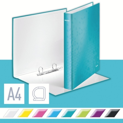 Caiet mecanic  WOW, carton laminat, partial reciclat, certificare FSC, A4, mecanism 2DR, inel 25 mm, Leitz