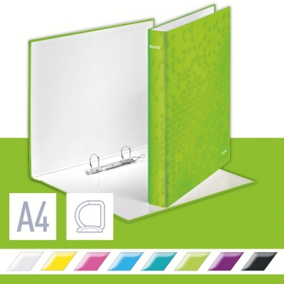 Caiet mecanic  WOW, carton laminat, partial reciclat, certificare FSC, A4, mecanism 2DR, inel 25 mm, Leitz