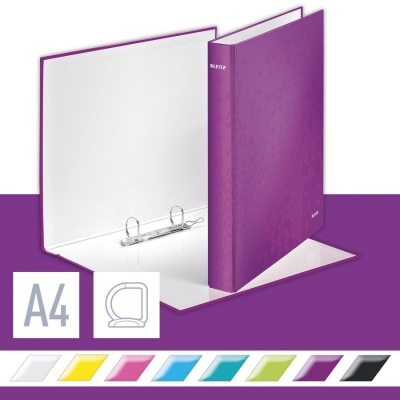 Caiet mecanic  WOW, carton laminat, partial reciclat, certificare FSC, A4, mecanism 2DR, inel 25 mm, Leitz