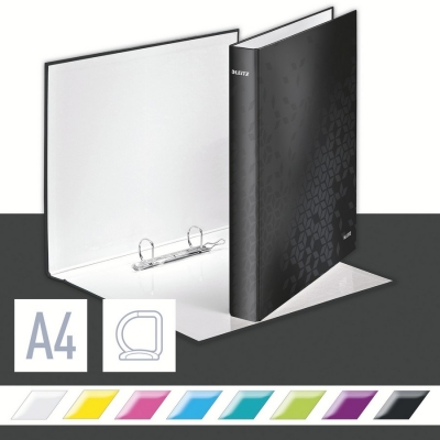 Caiet mecanic  WOW, carton laminat, partial reciclat, certificare FSC, A4, mecanism 2DR, inel 25 mm, Leitz