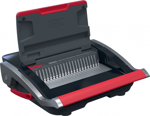 Masina de indosariat GBC CombBind CB25, manuala, cu spire de plastic, A4, 25/390 coli, negru-argintiu