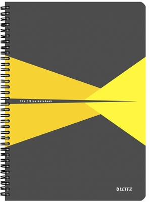 Caiet de birou  Office, carton laminat, certificare FSC, reciclabil, A5, 90 coli, cu spira, matematica, Leitz