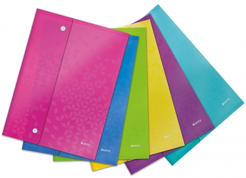 Folie de protectie color WOW cu capse, diverse culori, 6 buc/set Leitz