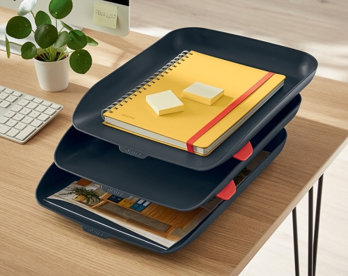 Caiet de birou  Cosy, carton laminat, coperta dura, certificare FSC, reciclabil, B5, 80 coli, cu spira, dictando, Leitz