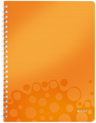 Caiet de birou  WOW, PP, certificare FSC, reciclabil, A4, 80 coli, cu spira, dictando, Leitz