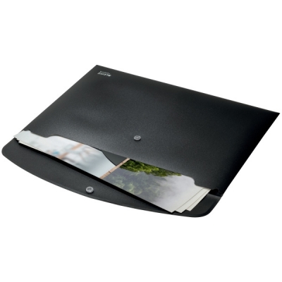 Mapa de protectie Leitz Recycle, cu capse, PP, partial reciclat, certificare Blue Angel, reciclabil, A4, 60 coli, negru