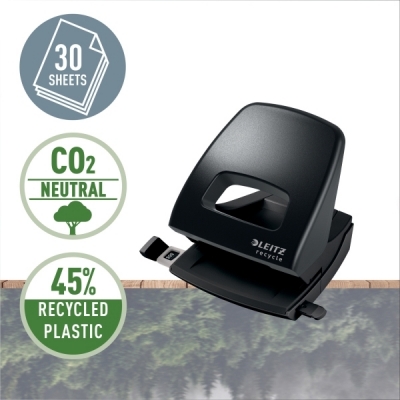 Perforator plastic Recycle NeXXt Series, din material reciclat si reciclabil, 30 coli, negru Leitz