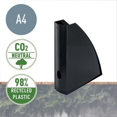 Suport vertical  Recycle, pentru documente, PS cu amprenta CO2 neutra, partial reciclat, certificare Blue Angel, reciclabil, A4, negru, Leitz