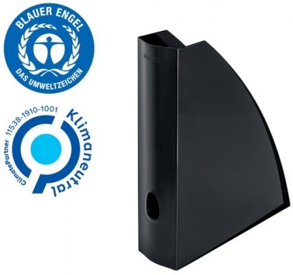 Suport vertical  Recycle, pentru documente, PS cu amprenta CO2 neutra, partial reciclat, certificare Blue Angel, reciclabil, A4, negru, Leitz