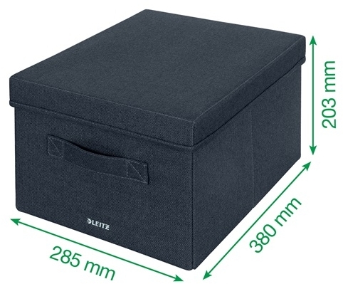 Cutie pentru depozitare, din material textil, cu capac si maner, gri-carbune, Leitz