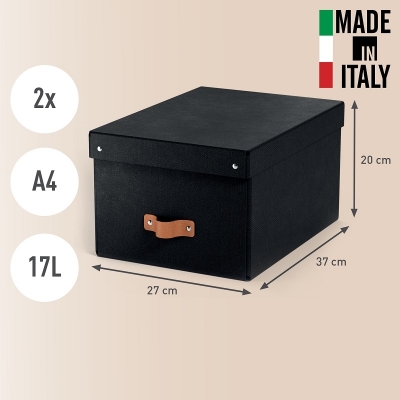 Set 2 bucati cutie de depozitare cu capac Leitz Puro, medie 17L, negru