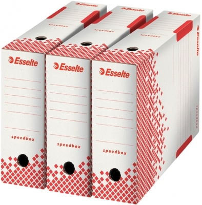 Cutie depozitare si arhivare Esselte Speedbox, carton reciclat si reciclabil, 100 mm, alb 25 buc/set Esselte