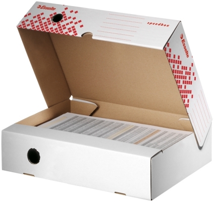 Cutie depozitare si arhivare Speedbox, orizontala, carton, 100% reciclat, certificare FSC, reciclabil, 80 mm, alb, Esselte