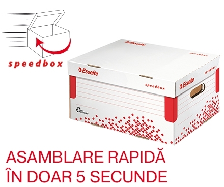 Container arhivare si transport Speedbox, cu capac, carton, 100% reciclat, certificare FSC, reciclabil, dimensiune S, alb, Esselte