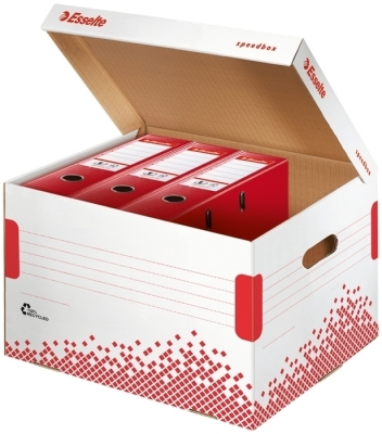 Container arhivare si transport Speedbox, pentru biblioraft, carton reciclat si reciclabil, alb Esselte