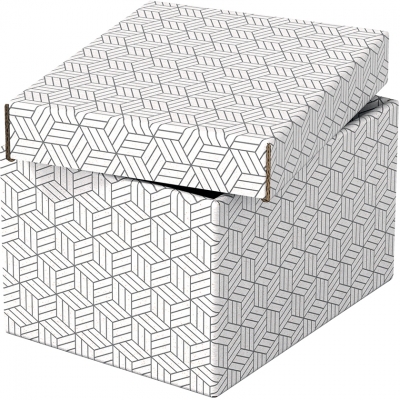 Cutie depozitare  Home Recycled, carton, 100% reciclat, certificare FSC, reciclabil, 25x20x15 cm, cu capac, 3 buc/set, alb, Esselte